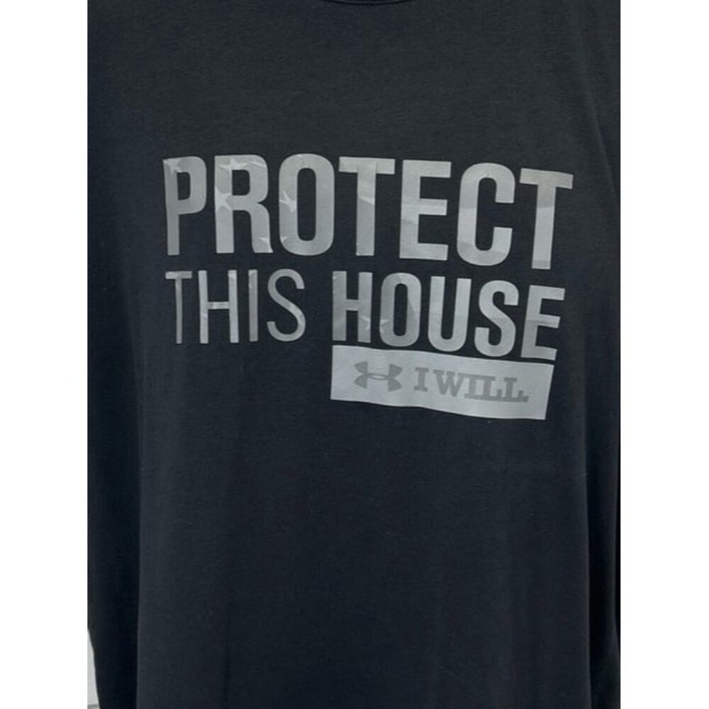 Under Armour Mens Heatgear “Protect This House I Will” Loose Fit Tee Black XL - Picture 2 of 8